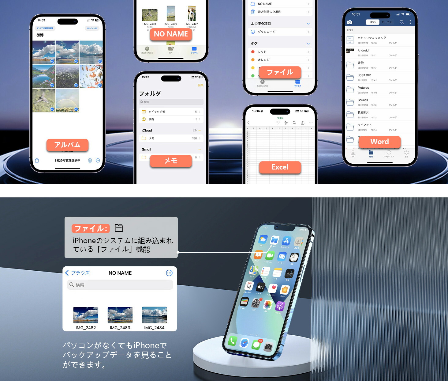 【アプリ不要・実容量保証】 iPhone USB メモリ Lightning/Type-C/USB3.0 IOS/Android/PC/MAC 4in1 スマホ&PC用 iPhone/Android/PC兼用 バックアップ 高速データ転送 データ移行 タイプC 外付け フラッシュメモリ 64GB/128GB/256GB/512GB 日本語説明書 - 画像3